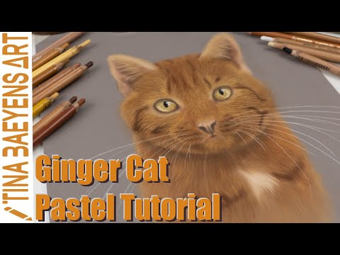 GINGER CAT TUTORIAL with SOFT PASTELS | Step by step | TinaBaeyensArt