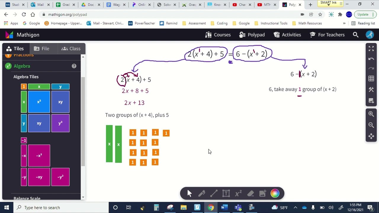 Representing and Solving First Degree Equations with PolyPad - PART 1