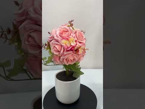 Gambar Forhom Bunga Artifisial Rose Hydrangea Dengan Pot 18x18x29 cm Random