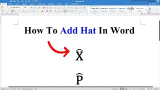 How to add Hat in Word - [ type p, q, y, x, r, theta, beta hat ]