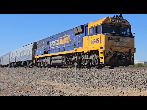 6MA8 Down JBRE The Overland (NR45, 9V), Melbourne to Adelaide, 1310, 11/4/25, Dooen VIC