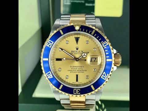 2008 Rolex Submariner 16613 M Serial Serti Diamond Dial W Box & Card Unpolished