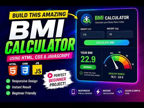Bmi Calculator Using Html Css Javascript Beginner Javascript Project