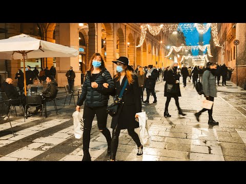 Night Walk. Bologna. Italy  - 4k Virtual Walking Tour around the City - Travel Guide. #84