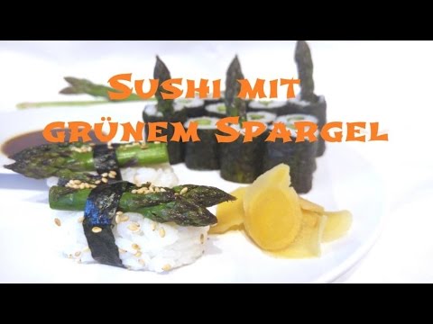 Nigiri und Maki Sushi mit grünem Spargel - Sushi selber machen