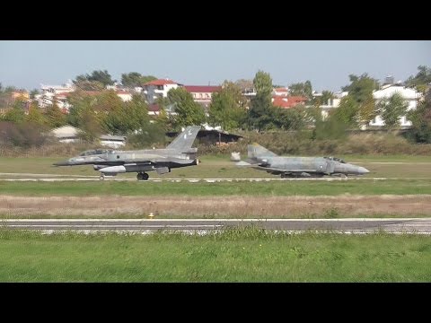 Hellenic Air Force  F-16D and F-4E AUP Phantom retired pilots flight.