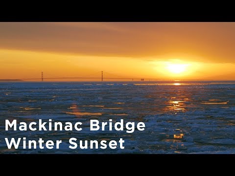 Mackinac Bridge Winter Sunset Time Lapse