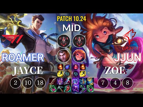 T1 Roamer Jayce vs GRF jjun Zoe Mid - KR Patch 10.24