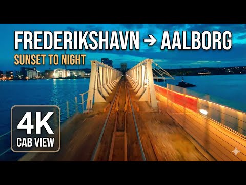 4K Cab View: Frederikshavn to Aalborg | Sunset to Night Train Journey 🌇🌃