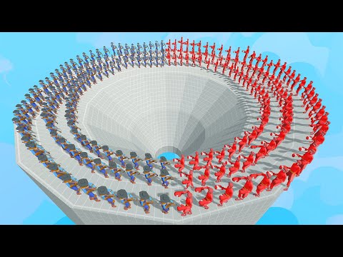 SLIDE ARENA TOURNAMENT 100 MEELE vs 100x RANGED - Totally Accurate Battle Simulator TABS