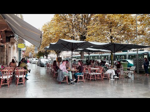 Walking in the Rain Walk at Evening | Oct 2022|Bordeaux 4k France| ASMR Rain sounds for sleeping