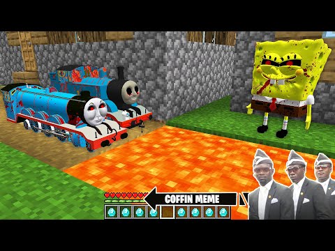 TRAPS for Smallest THOMAS THE TANK ENGINE.EXE from SPONGEBOB.EXE in Minecraft - Coffin Meme