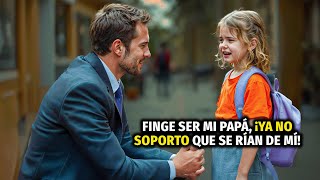 NIÑITA POBRE LE PIDE AL MILLONARIO QUE FINJA SER SU PADRE EN LA FIESTA ESCOLAR, SU RESPUESTA...