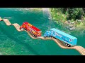 Mack Truck Vs Dinoco Vs Impossible Log Wave Bridge Truck Car Rescue Cars Vs Deep Water BeamNG Drive