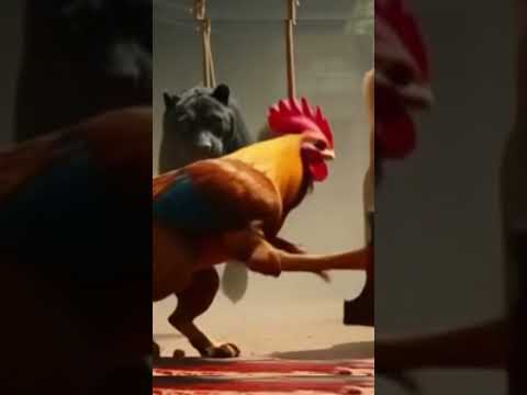 Furious Rooster vs Four Fierce Beasts!Intense Axe Battle with Blood Hyper-RealisticAction #shorts
