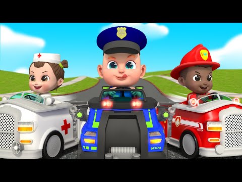 Car Rescue Team Racing Song - Fire Truck, Police Car, Ambulance | Rosoo Nursery Rhymes & Kids Song