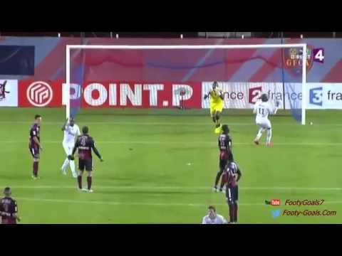 Guingamp’s Yannis Salibur scored a 40 yard free kick v GFC Ajaccio in the cup