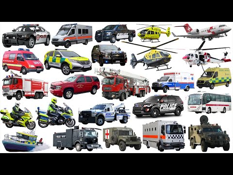 Emergency Vehicle for kids | Police cars, Ambulance, Fire truck, Helicopter, Airplane, SWAT Truck