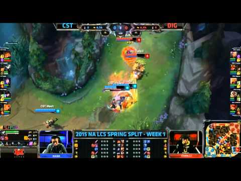 CST Impaler Rengar Insane Gank Attempt Botlane - CST vs DIG Game 1 (NA LCS Spring 2015)