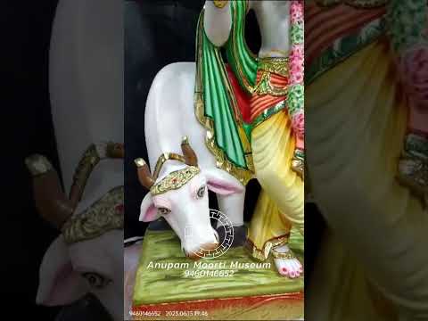 Cow with Krishna marble moorti statue