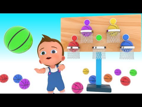 Basketball Game Play by Little Baby to Learn Colors for Children - 3D Kids Games Learning Video