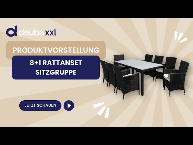 Video Teaser für CASARIA® Polyrattan Garten-Sitzgruppe Bali 9-tlg Schwarz stapelbar