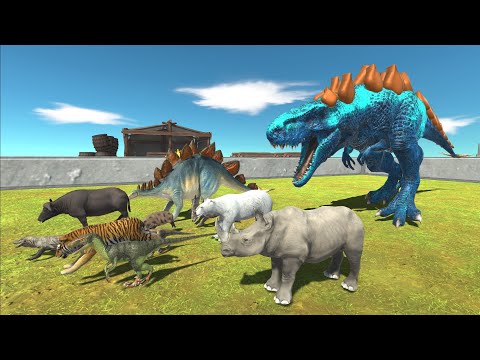 Escape from Hybrid of Stegosaurus & T-Rex (Stego-Rex) - Animal Revolt Battle Simulator