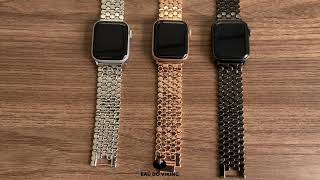 Vídeo de Pulseira Aço Ladrilho Rose Gold Compatível com Apple Watch