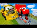 Big Small Lightning McQueen Monster Wheels Vs Pixar Cars With Big Wheels In BeamNG Drive