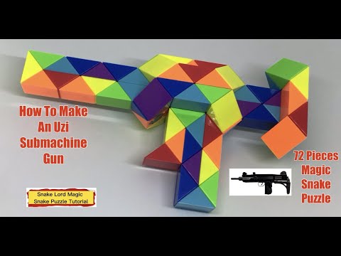 How To Make A Uzi Submachine Gun - 72 Pieces Magic Snake Puzzle - 魔 尺 72 段