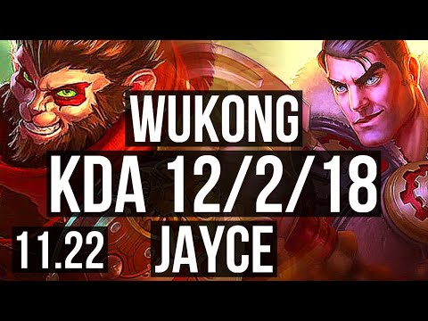 WUKONG vs JAYCE (TOP) | 12/2/18, Rank 8 Wukong, Godlike | BR Grandmaster | 11.22