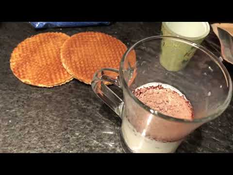 Numi Drinking Chocolate with Porter’s Peanut Butter Whiskey and Finger Licking Dutch Stroopwafels