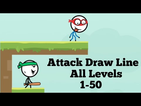Attack Draw Line - Gameplay Walkthrough - All Levels 1-50 - Funny Stickman Puzzle Game