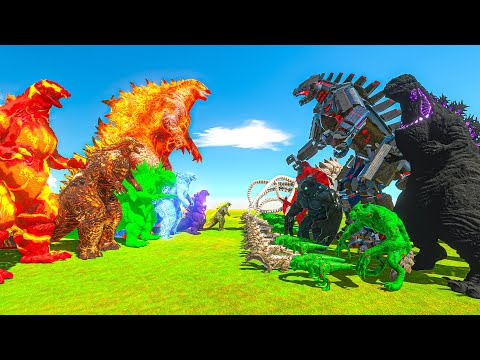 Legendary Kaiju War – Rainbow Godzilla Team vs Monsters | ARBS