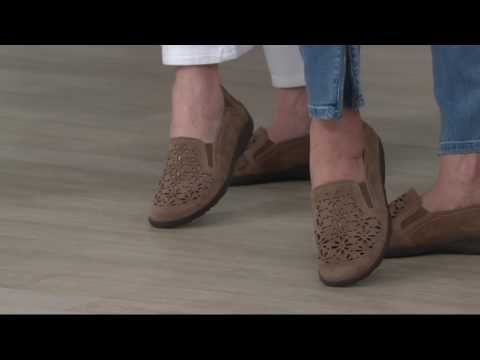 Earth Origins Suede Perforated Slip-on Shoes - Rikki on QVC
