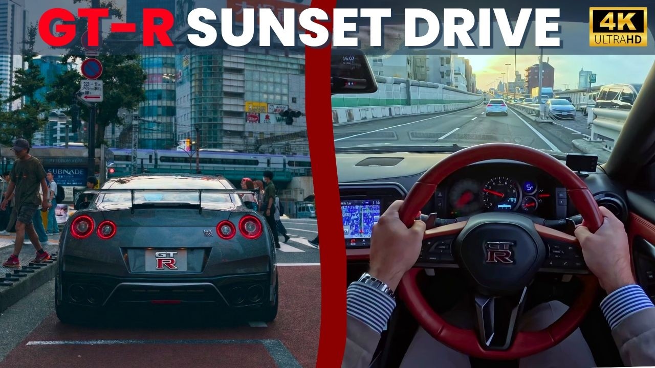 ⭕️⭕️\_____/⭕️⭕️GT-R Tokyo Sunset Drive - ASMR | No Music | No Voice | 4K HDR