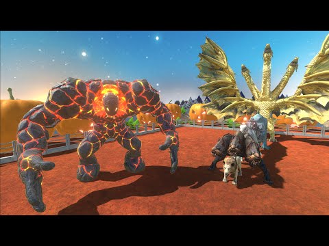 LAVABOY VS GHIDORAH HALLOWEN DEATH FALL - Animal Revolt Battle Simulator