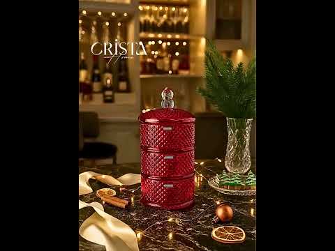 HŨ ĐỰNG MỨT 3 TẦNG THỦY TINH VÂN KIM CƯƠNG CRISTA HOME – KHAY BÁNH KẸO NGÀY TẾT SANG TRỌNG (MÃ 60207) video