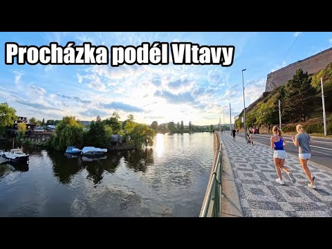 Praha nábřeží | Podolí → Rašínovo nábřeží | Večerní procházka | 4K procházka (2025) 🌆