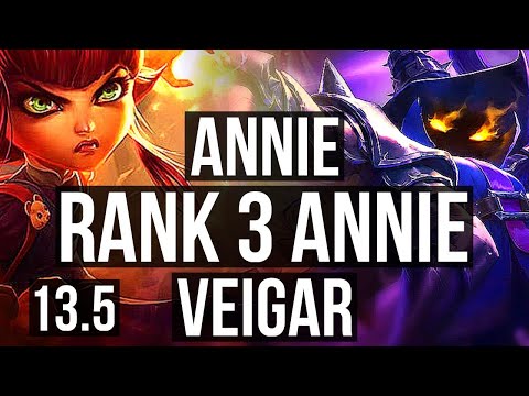 ANNIE vs VEIGAR (MID) | Rank 3 Annie, 5/1/10 | KR Challenger | 13.5