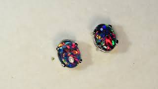 m16157 White Gold 18k Genuine Australia Opal stud earrings