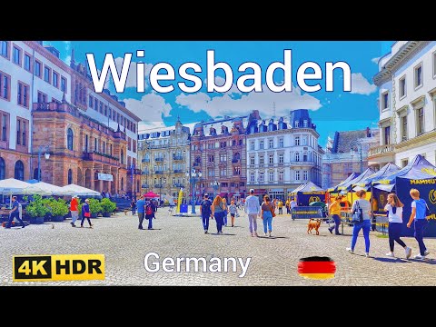 Wiesbaden Alemanha/ Passeio a pé em Wiesbaden 4k 60fps ☀️2023