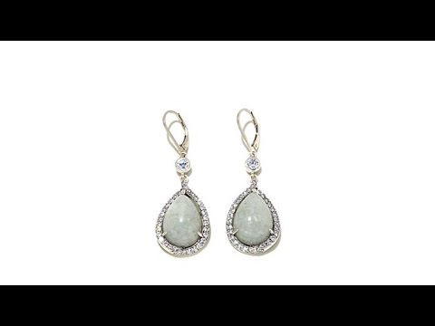 Jade of Yesteryear Green Jade and CZ Drop Earrings