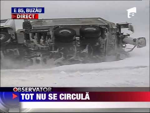 Buzau Trafic blocat pe E85 de nameti 26 IANUARIE 2012