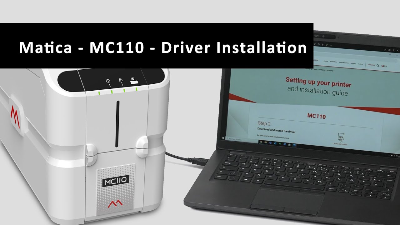 How to install the Windows driver for a Matica MC110 printer connected via USB
