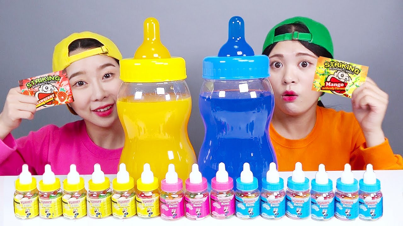 Mukbang Big Bottle Candy drink 보틀 캔디 젤리 먹방 DONA 도나