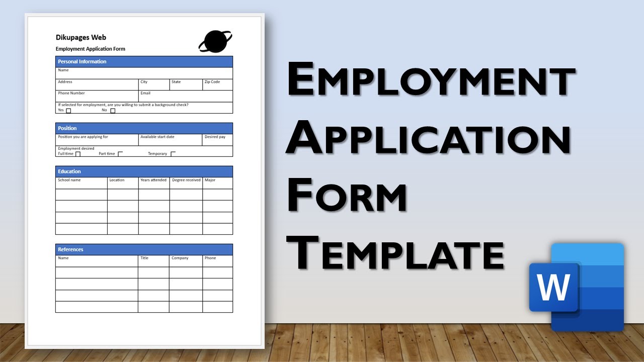 How to Create Employment Application Form in Word | Form Template Design