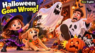 Lucky Saw the Halloween Ghost... Then Everything Went Crazy! 😱🐶 | Slow English (A2)