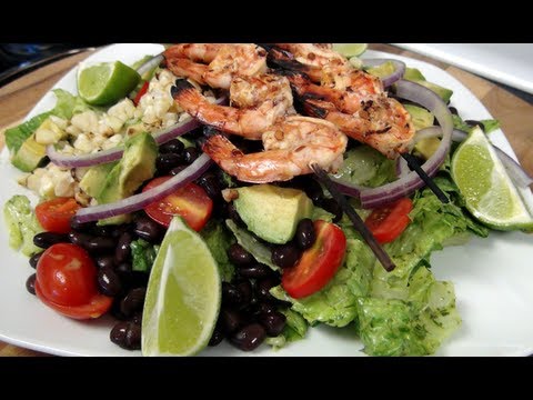 Grilled Chipotle Lime Shrimp Salad - With a Cilantro Lime dressing