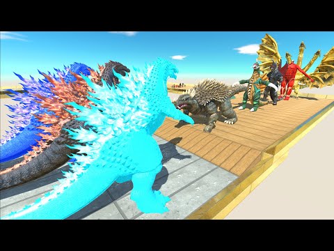 X3 GOJIRA GODZILLA DEATH RUN VS GHIDORAH - Animal Revolt Battle Simulator